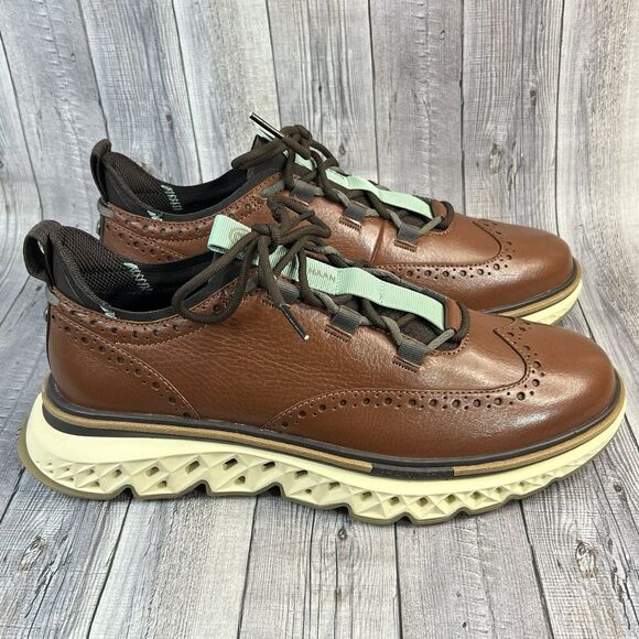 Cole Haan 5.ZEROGRAND Wingtip Oxford Shoes Men's 9W Dark Sequoia C36511 NWOB - Picture 2 of 12